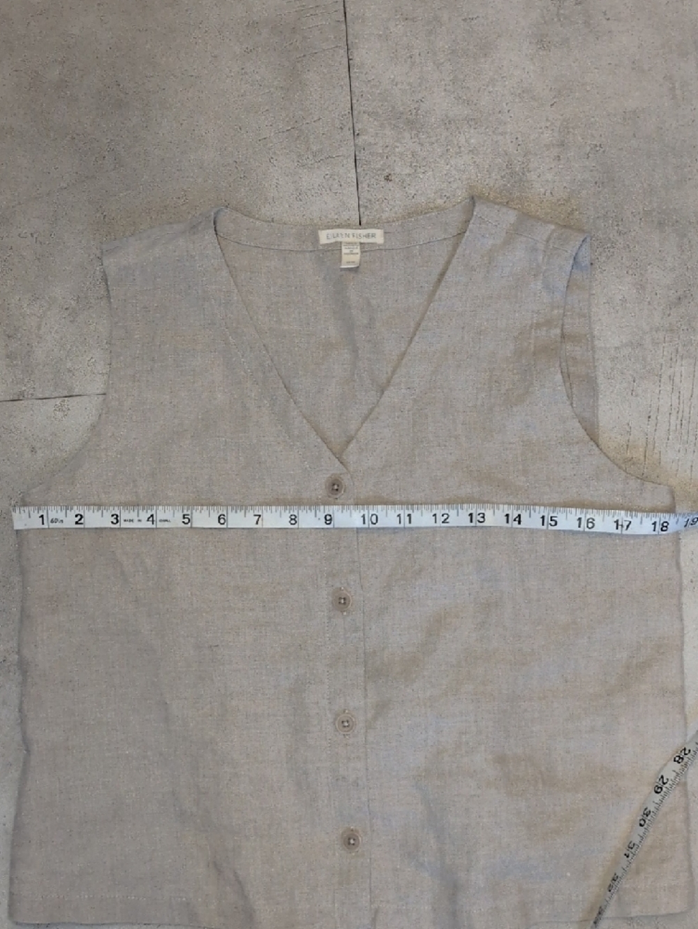 Eileen Fisher Tan Linen-Blend Button Vest - Picture 4 of 5